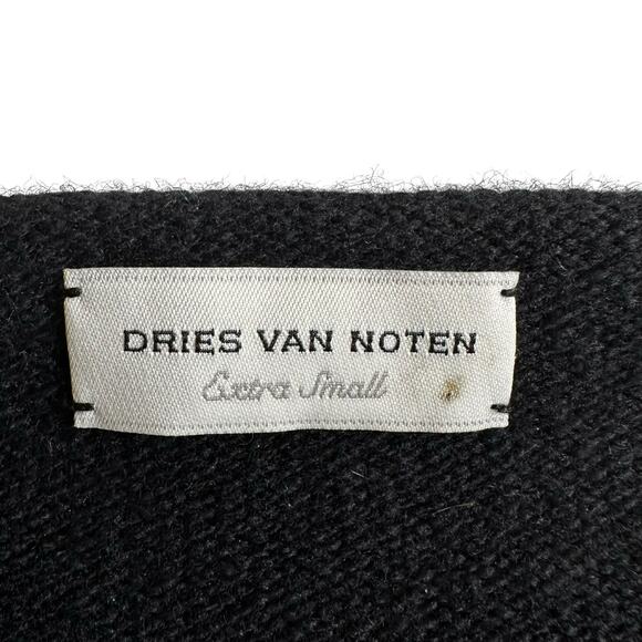 Dries Van Noten 100% Merino Wool Knit Sweater Black XS Old Money Luxury Designer - Picture 8 of 11